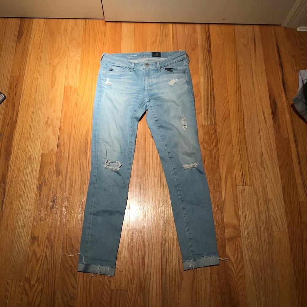 light blue skinny ankle AG jeans